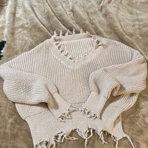 Cozy Cream Distressed Sweater